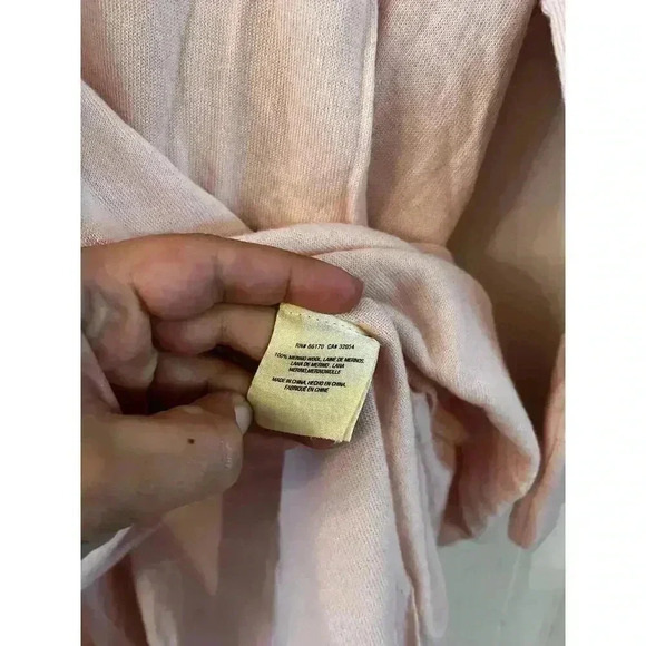 Anthropologie Moth Pullover 100% Wool Sweater Oversized V Neck Pink Size XS - Picture 5 of 8